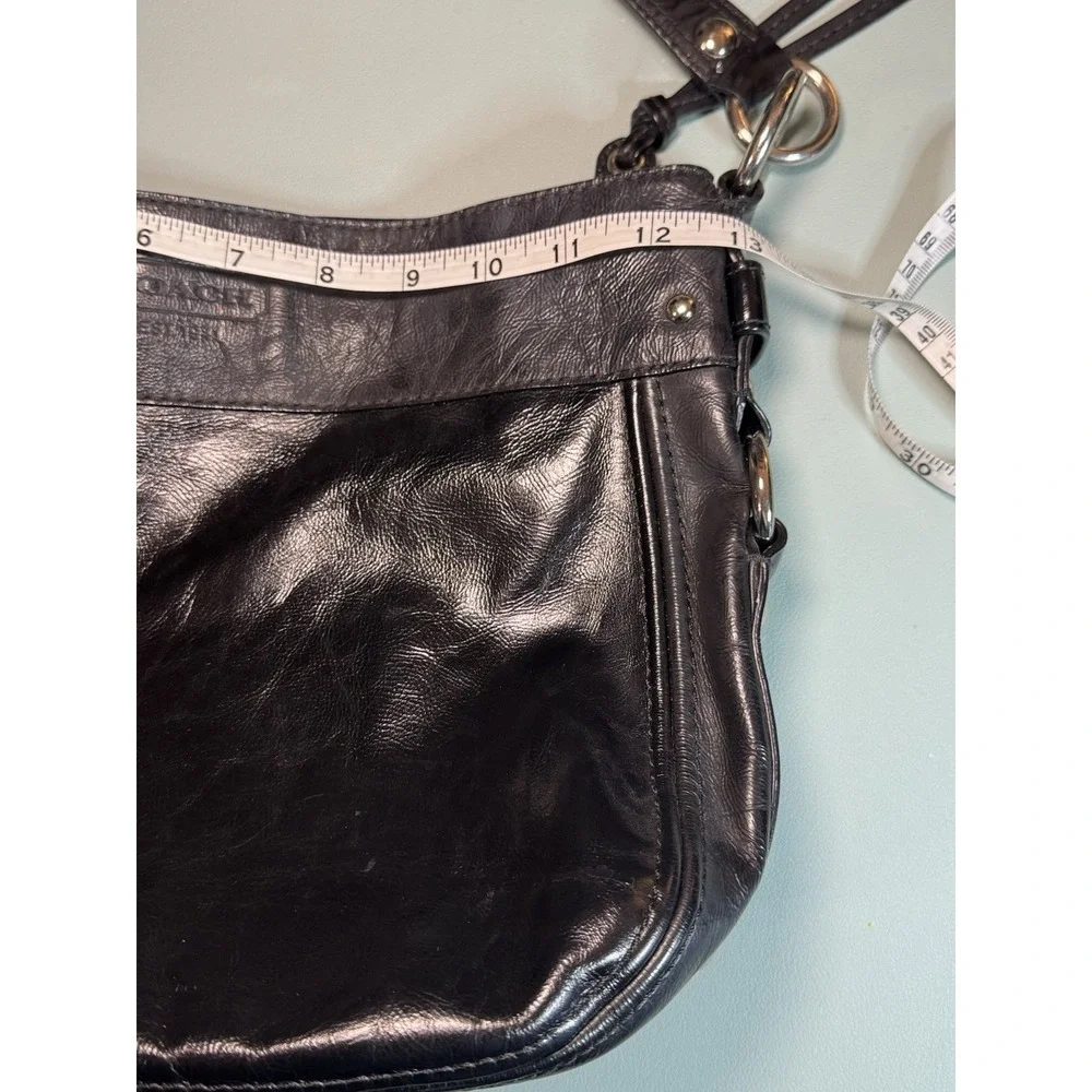 Coach F1082 Black Leather Hobo Bag with Scarf Purple Lining Zoe Vintage Y2K